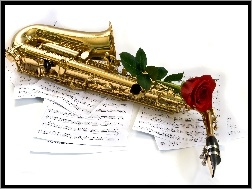 Róża, Saksofon, Muzyczny, Instrument, Nuty